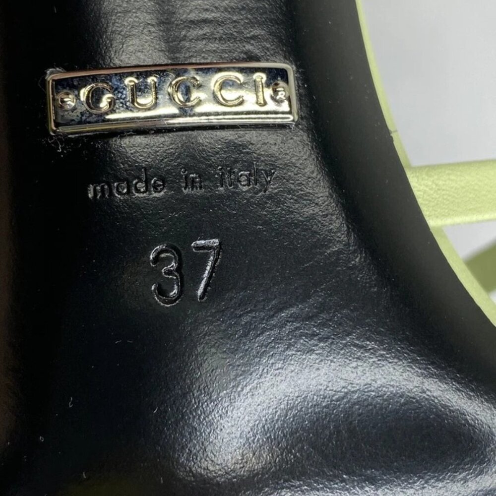 Gucci Womens Sandals Pistachio Green Size 7 Charlotte Nappa GG Buckle Heeled - Picture 4 of 13